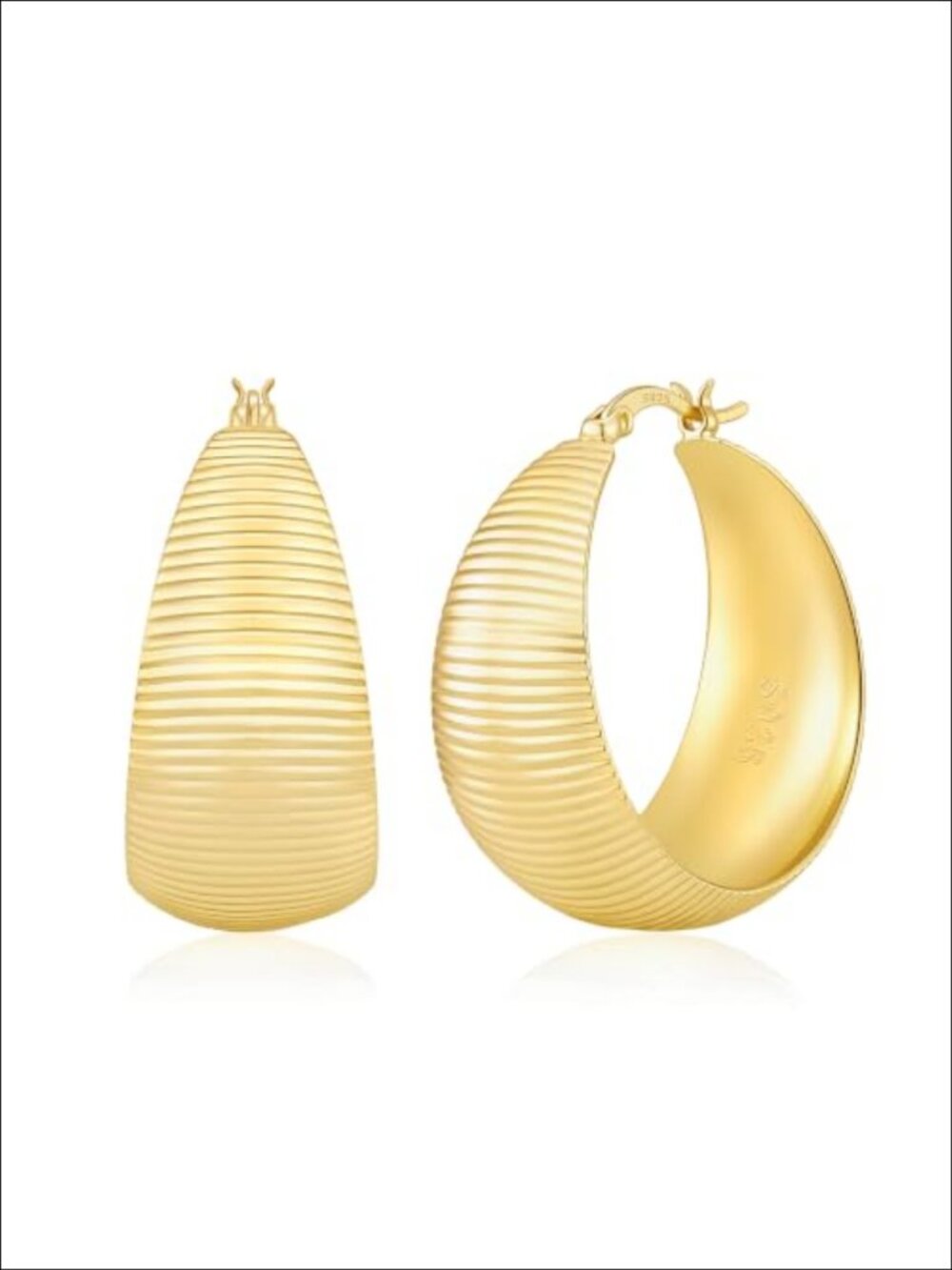 Textured Chunky Hoop Earrings 14K Gold Plated Sterling Silver Plated
